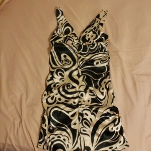 Black and cream colored patterned dress